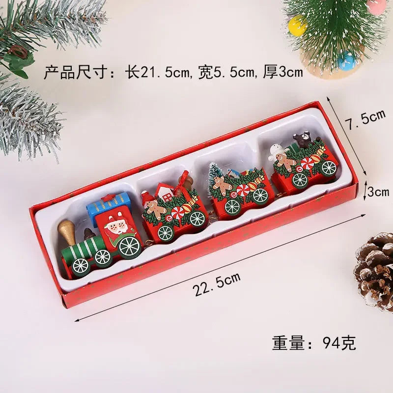 Wooden Christmas Small Train Xmas Ornaments Merry Christmas Decor For