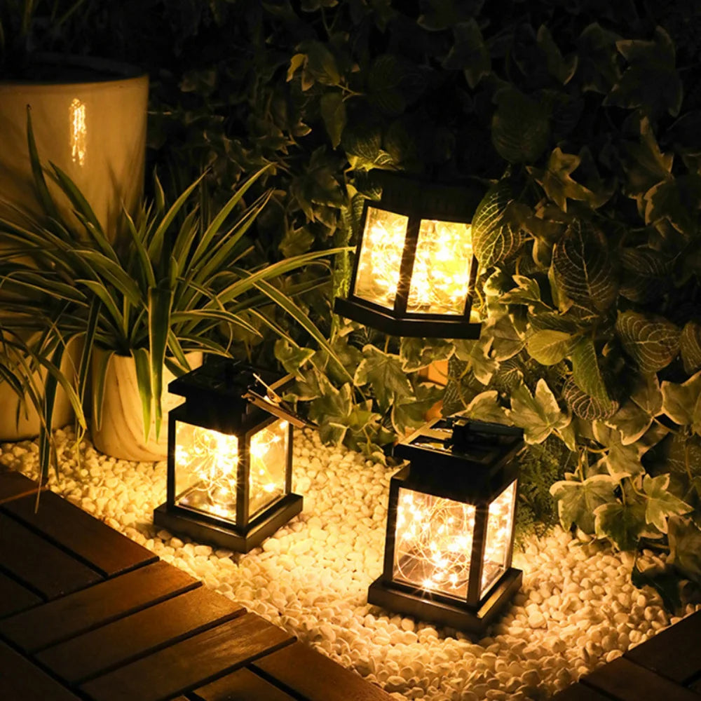 LED Retro Flickering Hanging Lantern Candle Bright Pathway Decoration