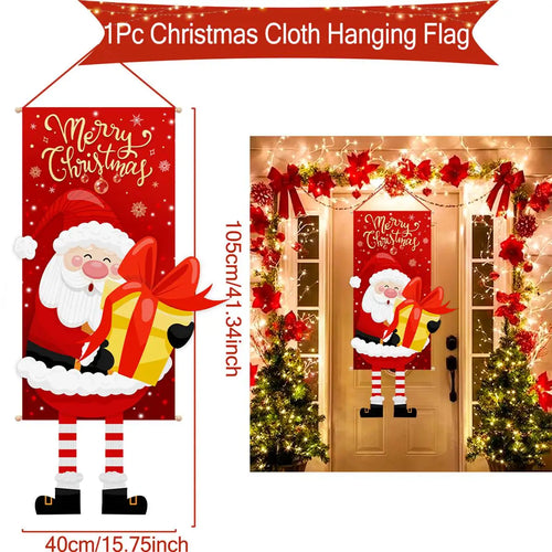 Christmas Hanging Flag Porch Door Banner Christmas Decorations For