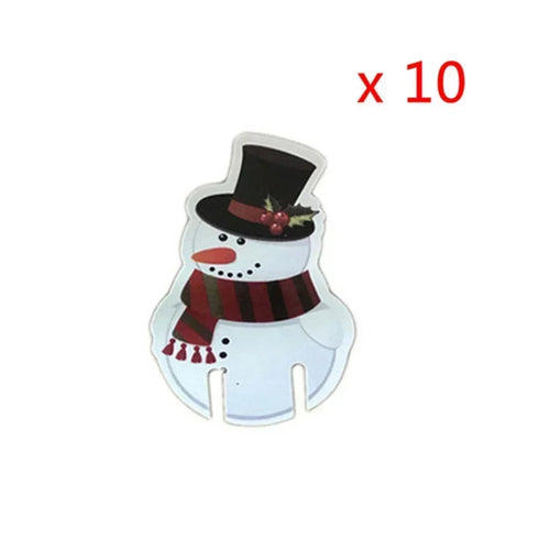 10/20/30PCS Christmas Cup Card Santa Hat Wine Glass Decor Ornaments