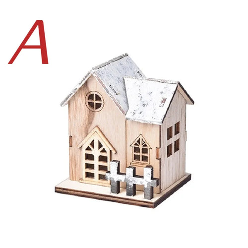 Christmas LED Light Wooden House Luminous Cabin Merry Christmas