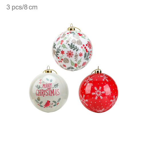 3pcs 8cm Christmas Balls Original Gifts Christmas Decoration 2024