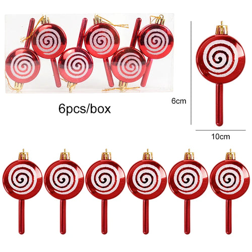 6pcs/box Christmas Candy Pendant Xmas Tree Hanging Ornaments Christmas