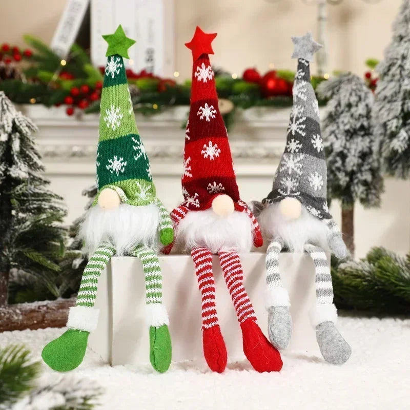 Christmas Faceless Doll Gnome Ornaments LED Light Plush Knitting