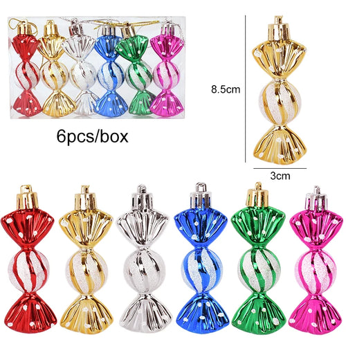 6pcs/box Christmas Candy Pendant Xmas Tree Hanging Ornaments Christmas