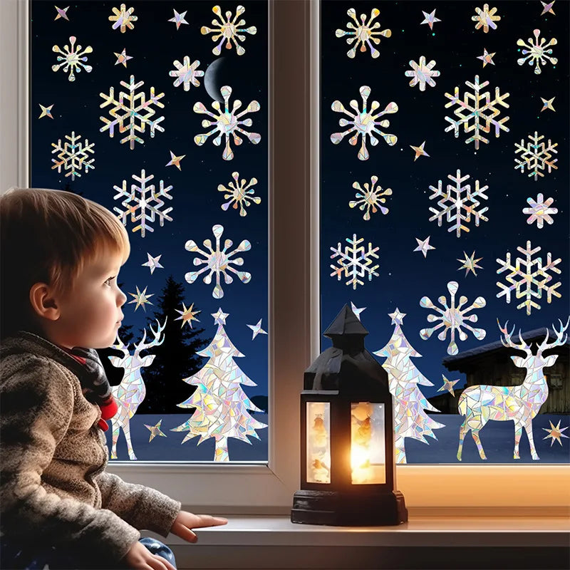 Chrismas window decoration laser static sticker cartoon christmas tree