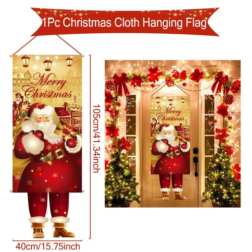 Christmas Hanging Flag Porch Door Banner Christmas Decorations For