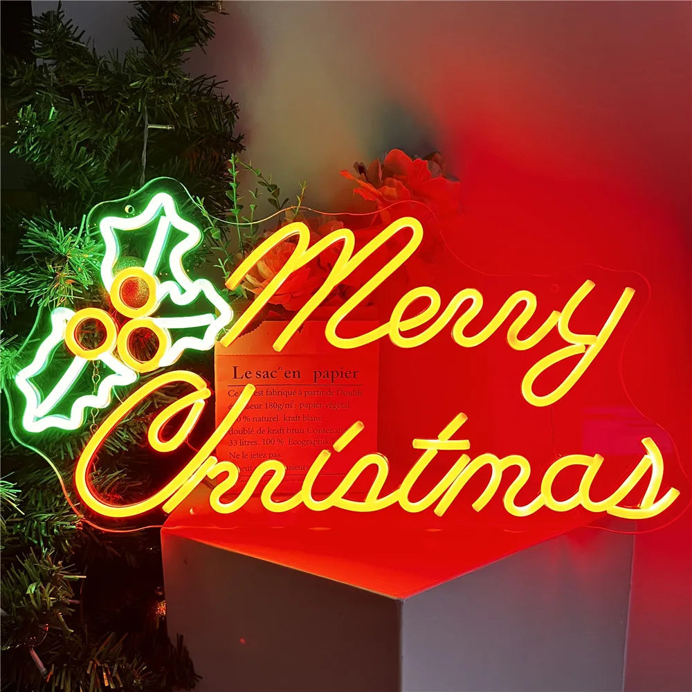 Merry Christmas Neon Sign LED Chrismas Lights Sign for Christmas