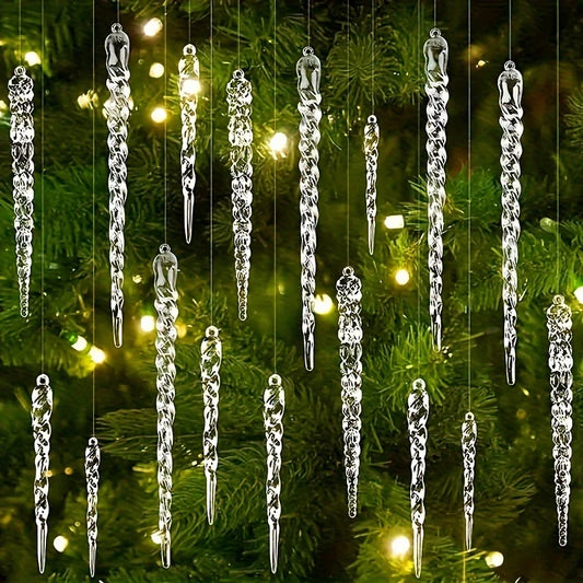 12/24/36pcs Crystal Clear Christmas Tree Ornaments Icicle Decorations