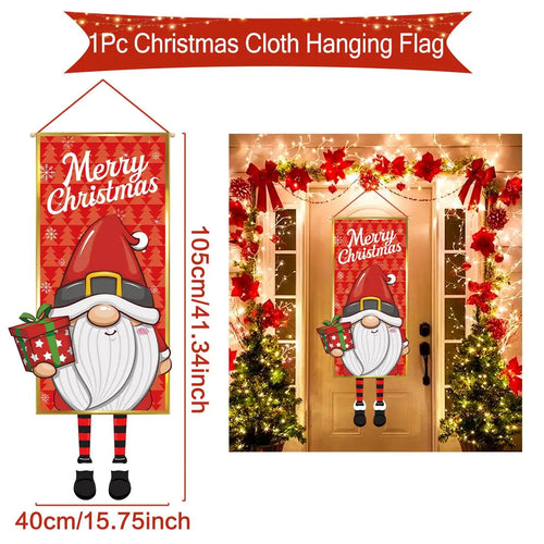 Christmas Hanging Flag Porch Door Banner Christmas Decorations For