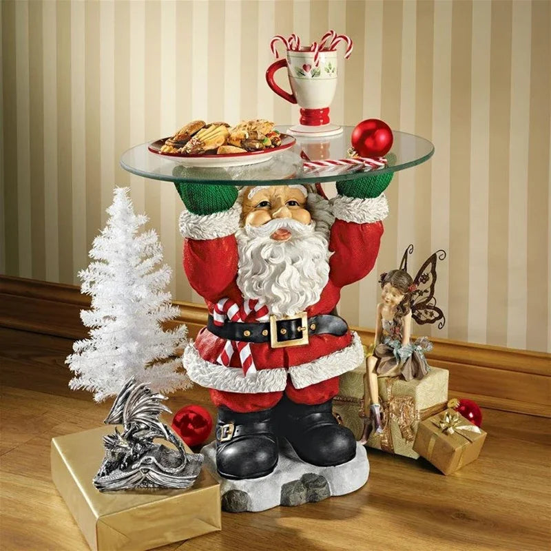 Santa Claus Sculptural Glass Topped Holiday Table Resin Ornament