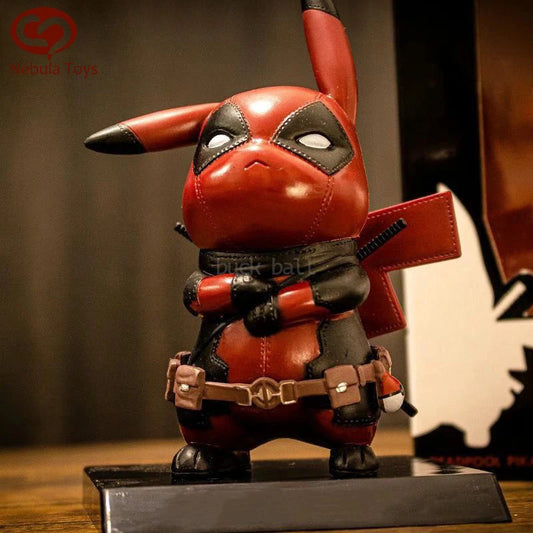 Pikachu Cos Deadpool Figure Q-Version Pikachu Action Figures Statue