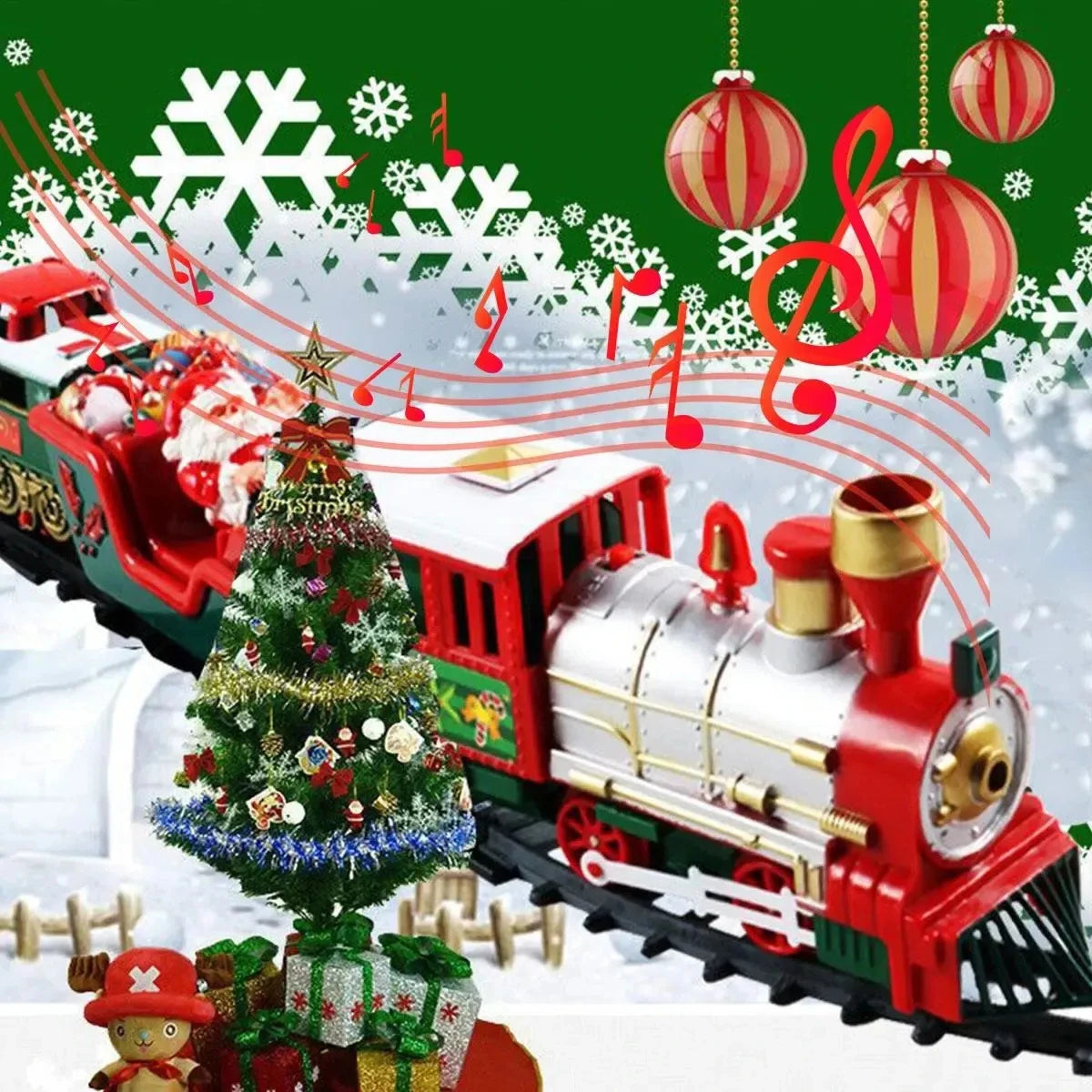 Electric Christmas Train Toys Gifts for Kids Railway Cars Racing