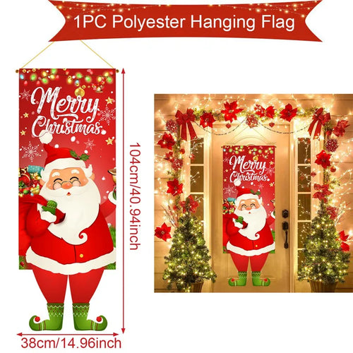 Christmas Hanging Flag Decoration Merry Cristmas Decor for Home 2024