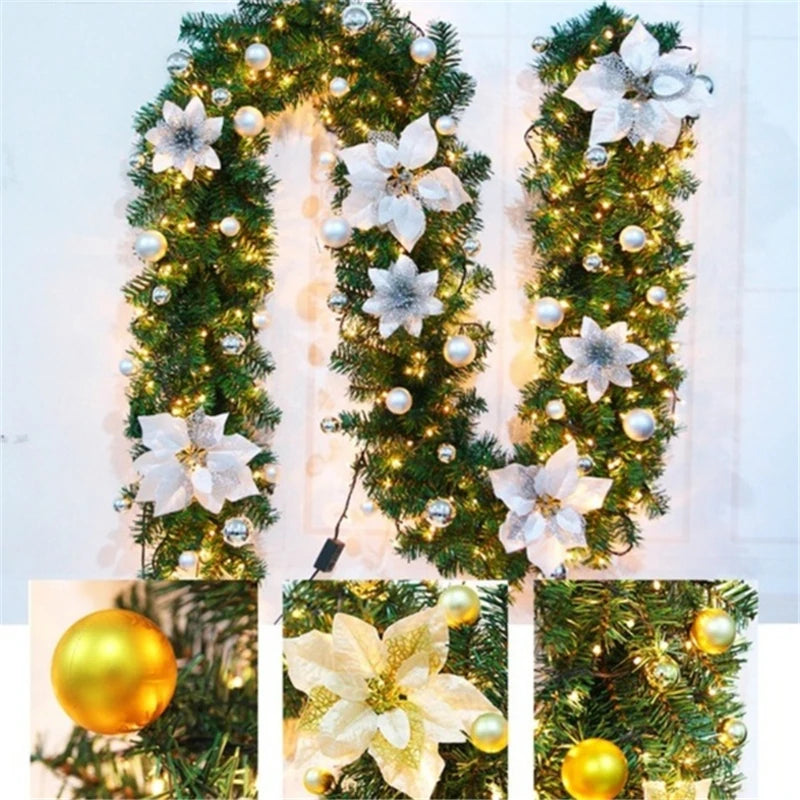 Christmas Decoration 2.7m Rattan Garland Wreath With Led Light Door