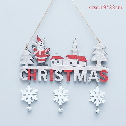 2024 Wooden Christmas Pendants Door Wall Xmas Decor Christmas Tree