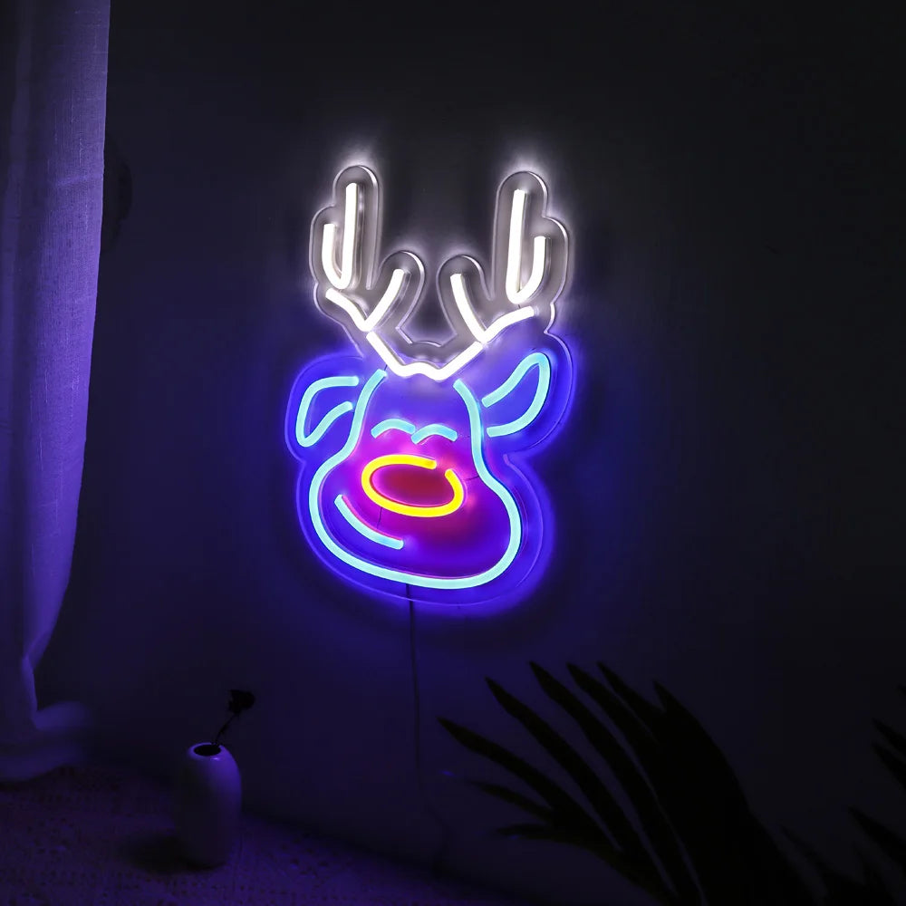 reindeer neon sign with acrylic backboard, led neon sign,beautiful led