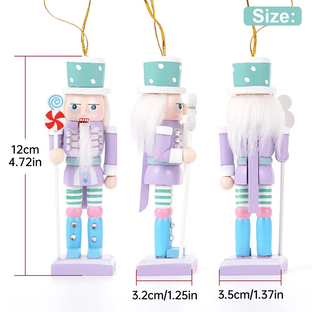 4Pcs/set 12CM Christmas Tree Pendant Nutcracker Soldier Hanging