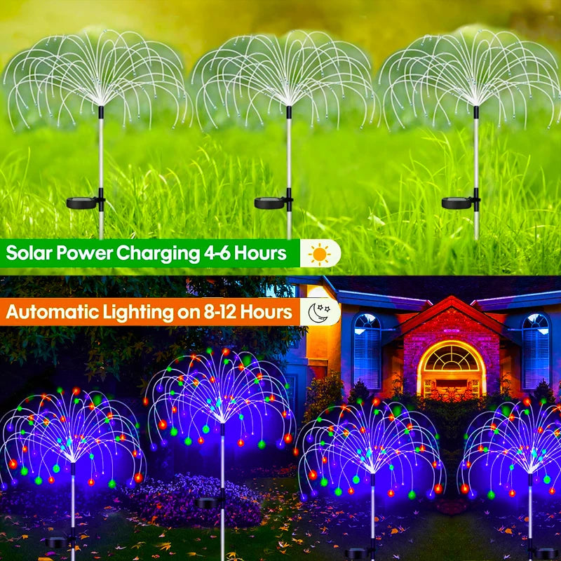 LED Solar Firework Lamp Outdoor Garden Decor Pathway Fairy Lights