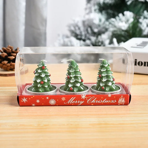 3Pcs/Set Christmas Candles Santa Snowman Xmas Tree Paraffin Gift Box