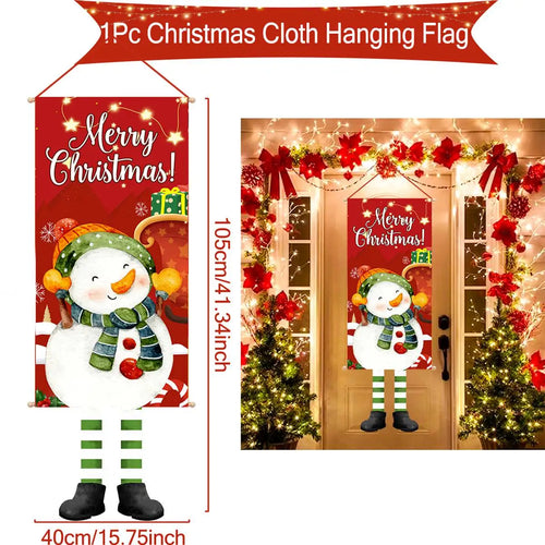 Christmas Hanging Flag Porch Door Banner Christmas Decorations For