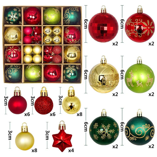 Christmas Ball Ornament Set Big Xmas Tree Hanging Pendant Snowflake