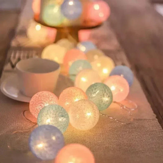 3M 20 LED Cotton Garland Balls Lights String Christmas Easter Outdoor