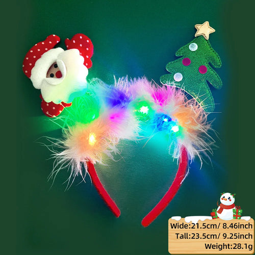 2025 LED Christmas Antler Headband Reindeer Light Up Headband Hair