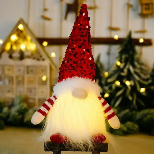 Glowing Knitted Gnome Doll with Led Night Light Christmas Decorations