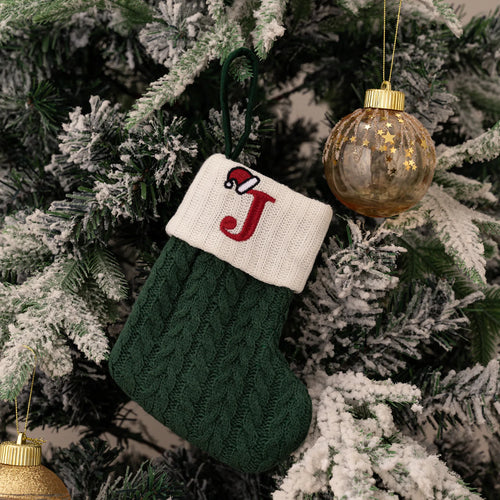 Christmas ornaments letter knitted socks Embroidered puppy footprint