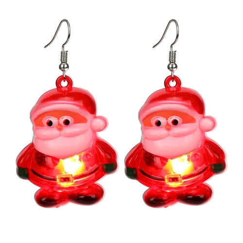 LED Earrings Glowing Light Up Earrings Santa Claus Reindeer Snowman