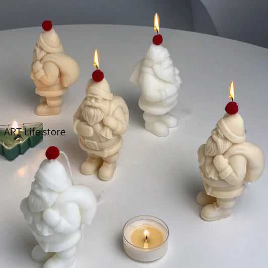 Back Gift Santa Silicone Candle Mold 3d Santa Statue Crafts Plaster