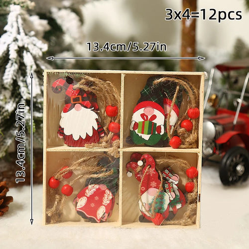 9/12pcs Christmas Dwarf Wooden Pendant Christmas Tree Hanging