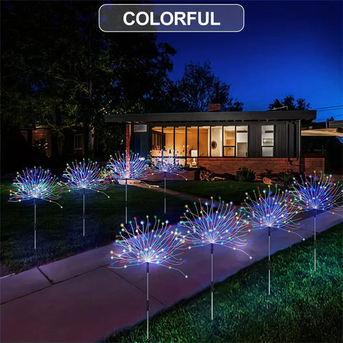 1/2/4PCS Solar Firework Light Waterproof Outdoor 8 Lighting Modes