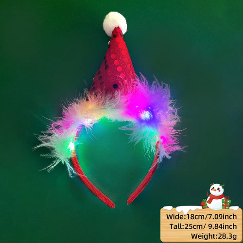 2025 LED Christmas Antler Headband Reindeer Light Up Headband Hair