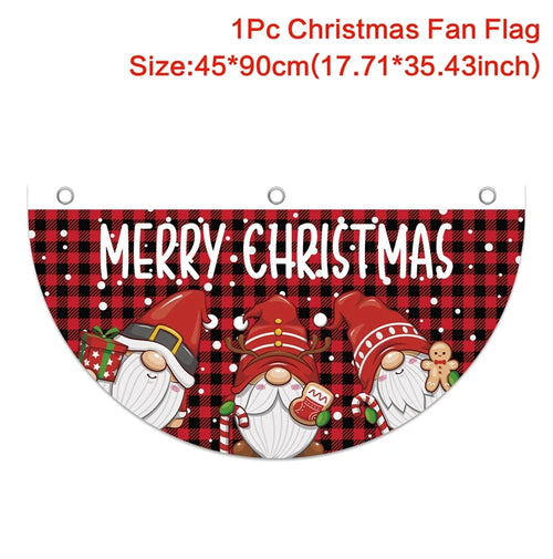 Christmas Fan-shaped Flag Banner Christmas Decoration for Home 2024