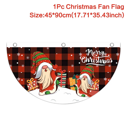 Christmas Fan-shaped Flag Banner Christmas Decoration for Home 2024