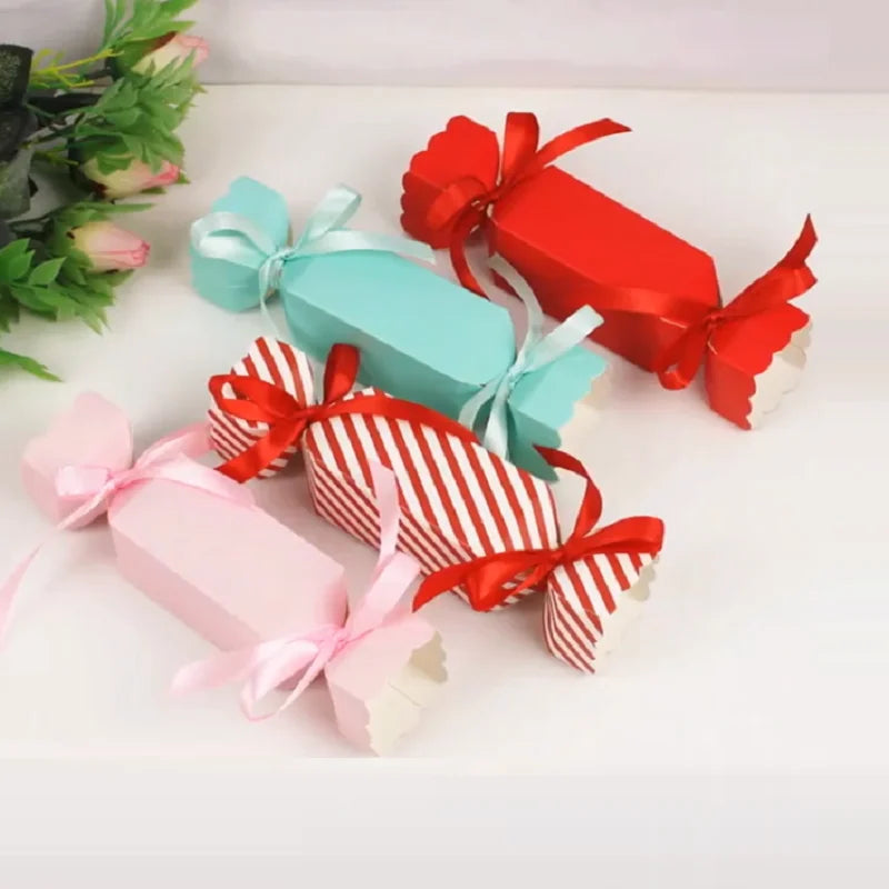 10pcs Candy Box For Christmas With Ribbons DIY Sweets Chocolate