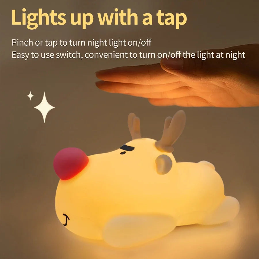 Reindeer Silicone LED Night Light for Kids Birthday Christmas Gift