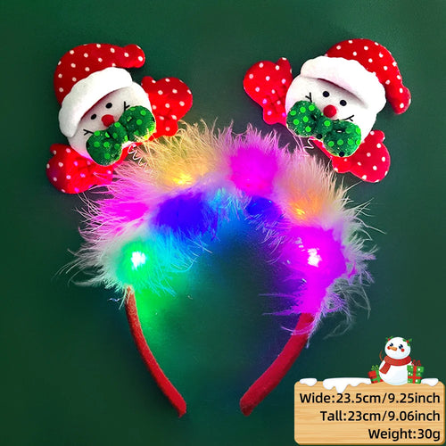 2025 LED Christmas Antler Headband Reindeer Light Up Headband Hair