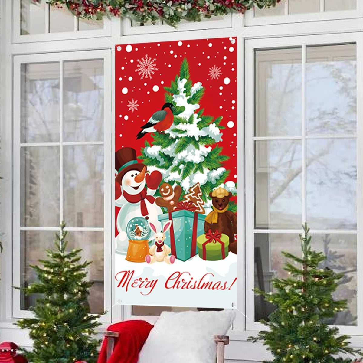 Christmas Hanging Flag Porch Door Banner Christmas Decorations For