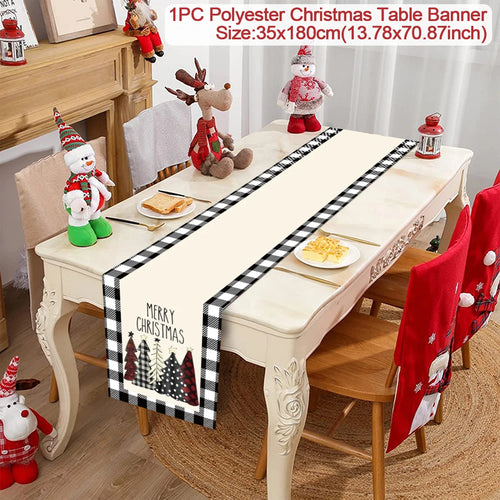 Christmas Polyester Table Runner Merry Christmas Decoration For Home