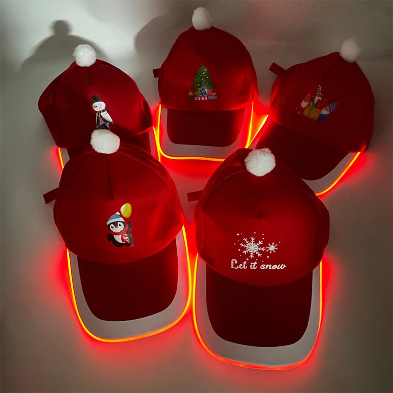 LED Christmas Baseball Hat Grand Event Christmas Reindeer Snowman Glow