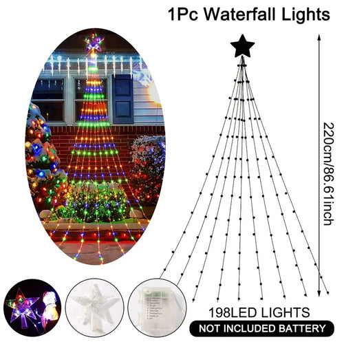 LED Star Waterfall Lights Christmas Decorations String Lights