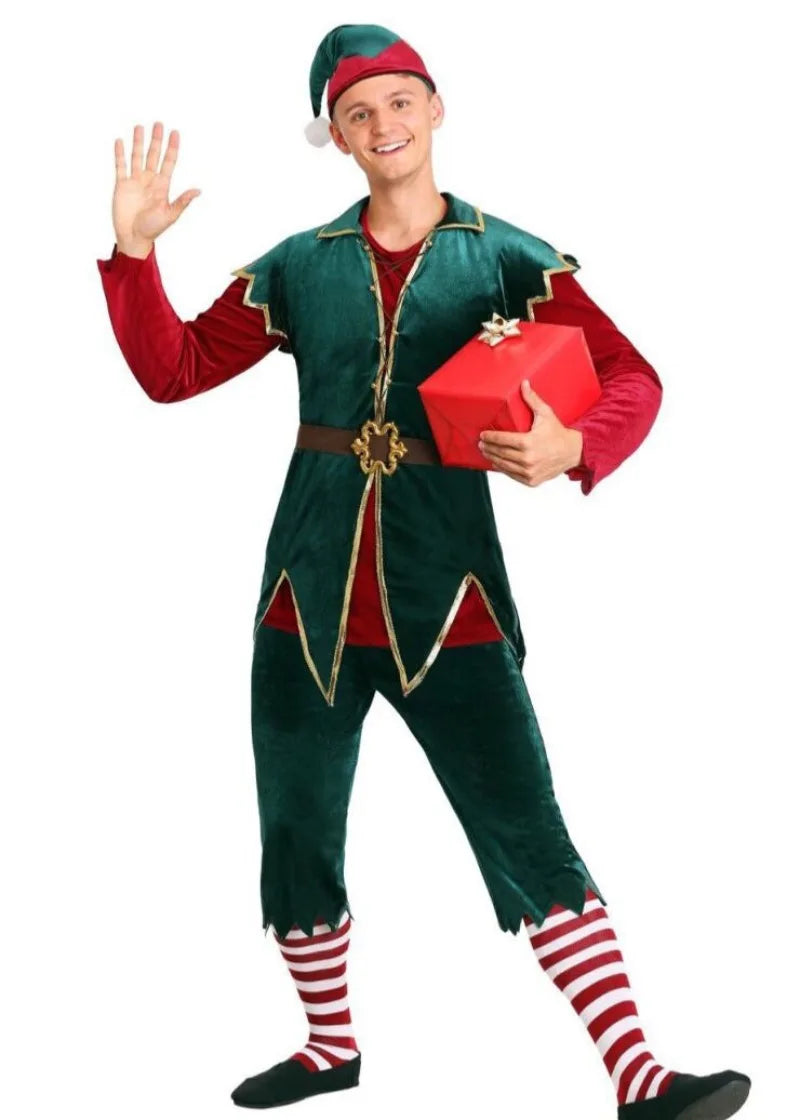 Green Elf Cosplay Costume Chrismas Costume for Women and Men Party