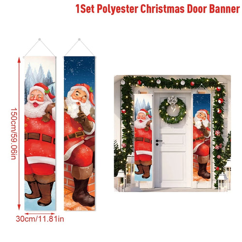 Merry Christmas Door Banner Decoration 2024 Christmas Decor for Home