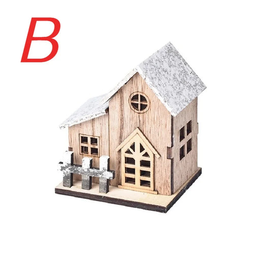 Christmas LED Light Wooden House Luminous Cabin Merry Christmas