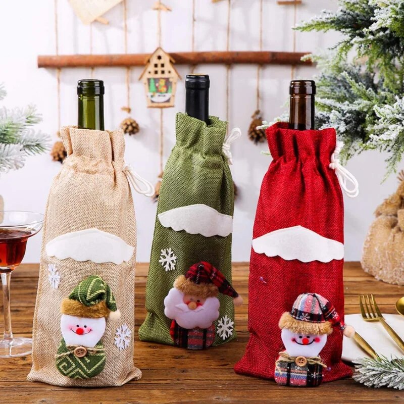 Creative Christmas Wine Bottle Set Golden Velvet Dress Wine Bottle