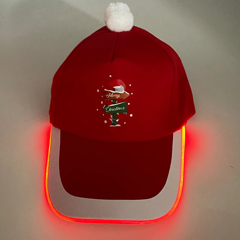 LED Christmas Baseball Hat Grand Event Christmas Reindeer Snowman Glow