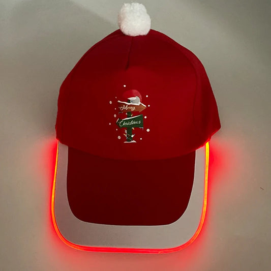 LED Christmas Baseball Hat Grand Event Christmas Reindeer Snowman Glow